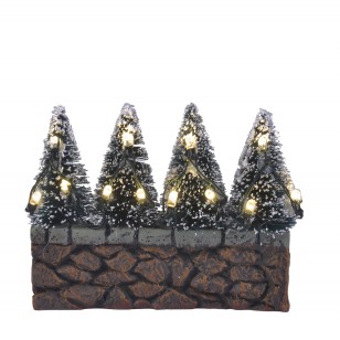 Bristle Trees on Stone Wall, LED lights, Adapter Ready, H7.5cm Bristle Trees on Stone Wall, LED lights, Adapter Ready, H7.5cm